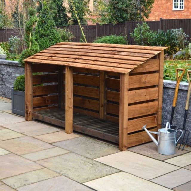 Rutland County Garden Furniture Ltd Normanton 4ft Log Store - L80 x W230 x H128cm - Rustic Brown Brown Unisex