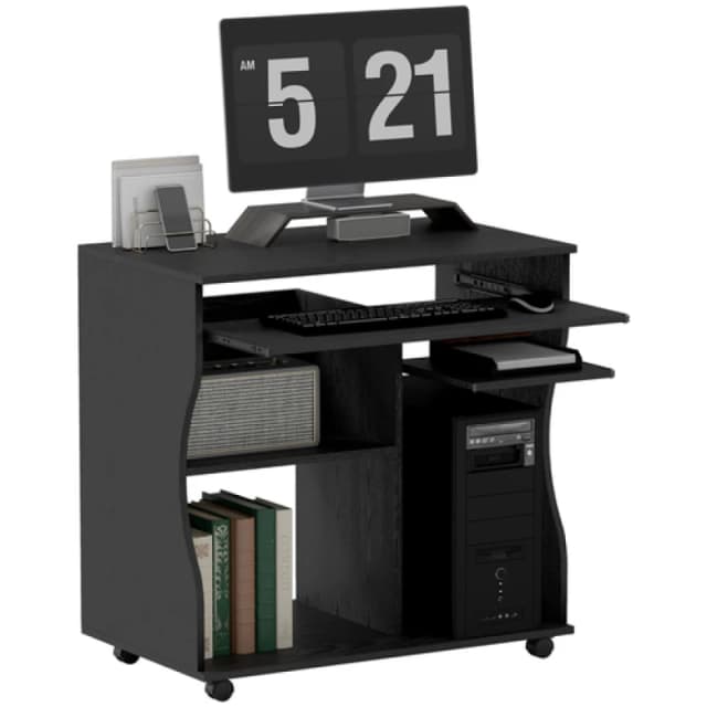 HOMCOM Computer Table Study Desk with Sliding Keyboard Tray - Black TJ Hughes 5061025110230