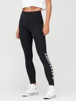 Converse High Waisted Wordmark Legging - Black, Size L, Women