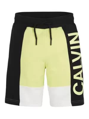 Calvin Klein Jeans Boys Colour Block Logo Jogger Shorts - Yellow Lime - 10 Years