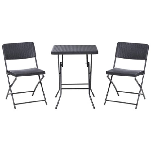 Beliani Bistro Set Folding Trappeto Black