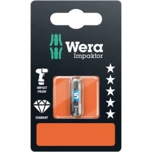 Wera 840/1 IMP DC Impaktor Bits SB SiS Hex bit 4mm Tool steel alloyed, DLC coated D 6.3