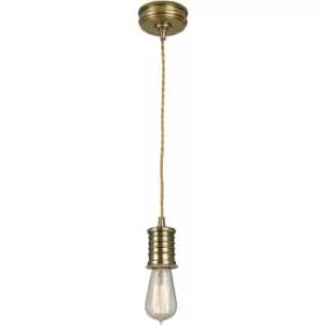 1 Bulb Ceiling Pendant Light Fitting Aged Brass Finish LED E27 60W Bulb