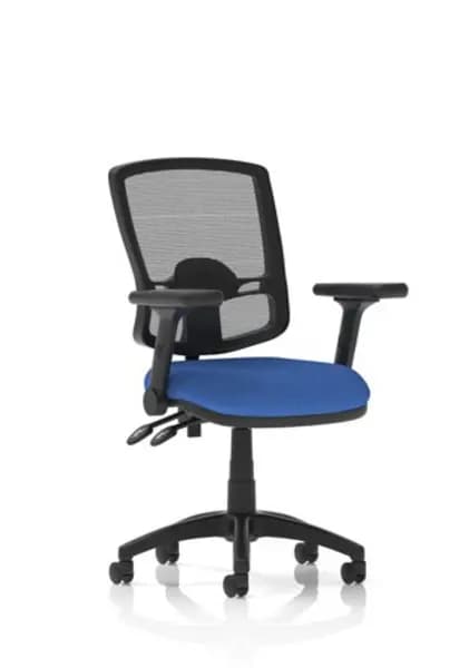 Eclipse Eclipse Plus II Lever Task Operator Chair Deluxe Mesh Back With Blue Seat With Height Adjustable And Folding Arms DE02DMBLFD