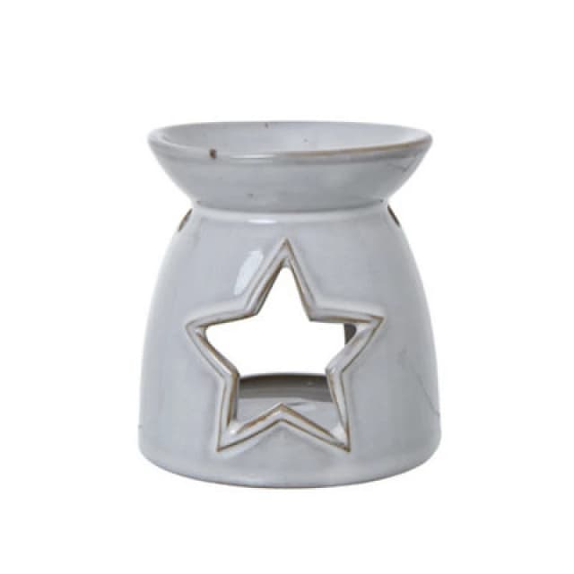 Hill Interiors Star Cut-Out Wax Melt Tea Light Holder - Ceramic - L10 X W10 X H11cm - White