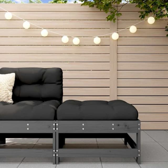 vidaXL Garden Footstool with Cushion Grey Solid Wood Pine, Grey 825557