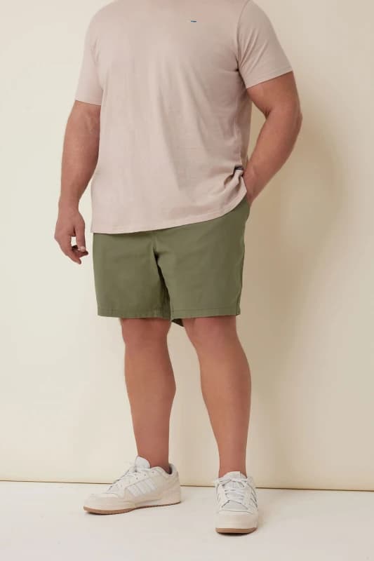 BadRhino BadRhino Men Elasticated Waist Chino Shorts in Light Khaki Size: 2X-large Light Khaki XXL Male 5059738085877
