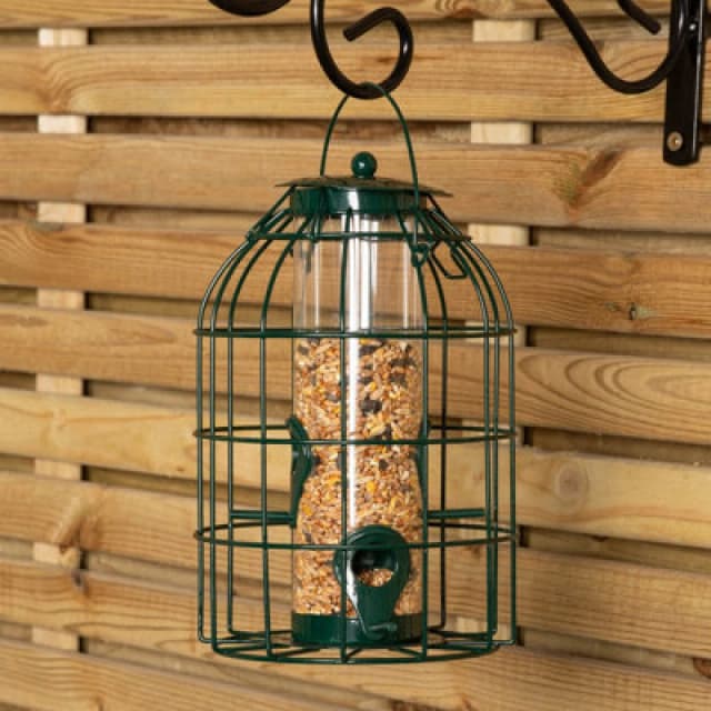 Samuel Alexander Wild Bird Seed Feeder Cage with Squirrel Guard Green