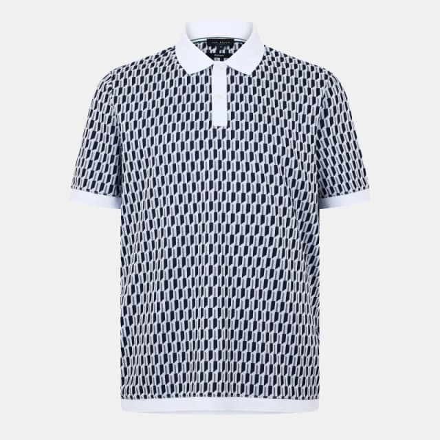 Ted Baker Mens Geo Short-Sleeve Polo Shirt Mid-Blue male M (3)