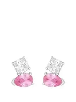 Simply Silver Sterling Silver 925 Cubic Zirconia Pink And Purple Stud Earrings, Silver, Women