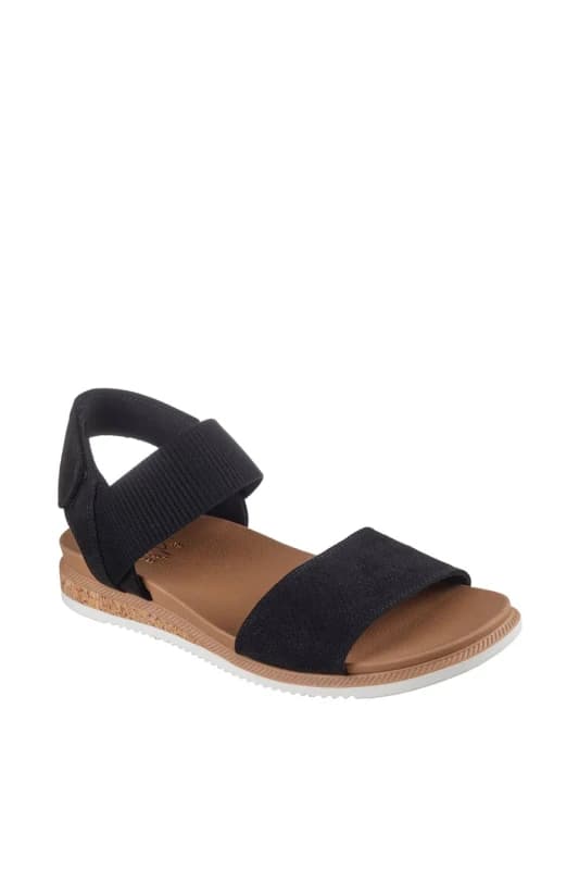 Skechers Womens DESERT KISS LOW Microfiber Quarter Strap Sandal Black Size: 3 Black Female 3