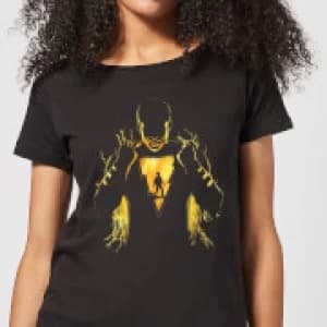 Shazam Lightning Silhouette Womens T-Shirt - Black