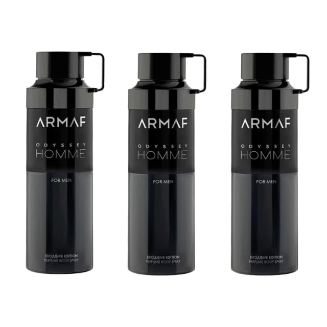 Armaf Mens Odyssey Homme Perfumed Body Spray 200ml Pack of 3 in White White Male 200ml