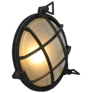 Lucide DUDLEY - Round Bulkhead Wall Light Outdoor - 1xE27 - IP65 - Black