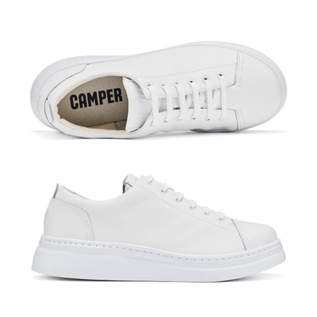 Camper Runner Up K200508 Leather Womens Low Top Trainers - White Natural - Size:UK 2
