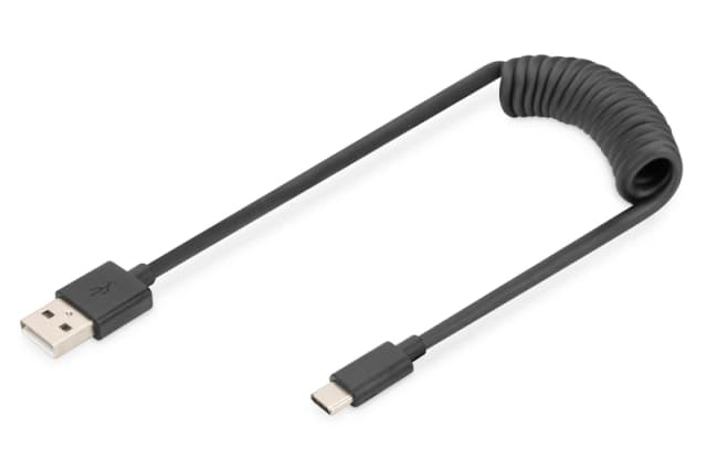 Digitus USB-A - USB-C spiral cable. 1m