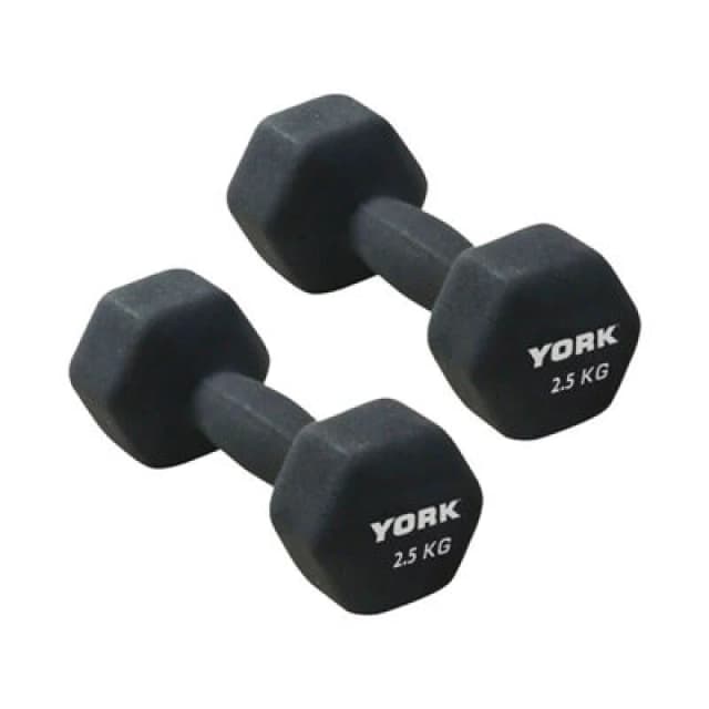 York Neoprene Hex Dumbbells - 2 X 2.5Kg For Enhanced Strength Training And Comfort