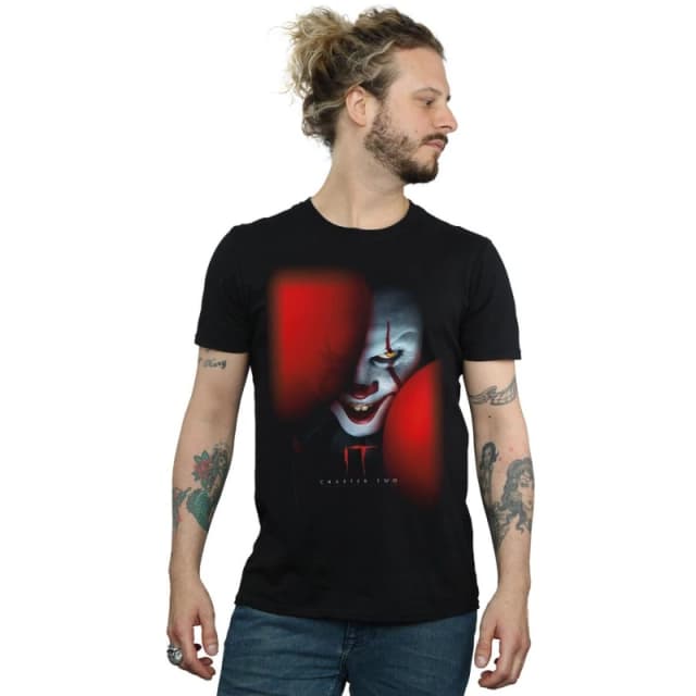 IT Chapter Two IT Chapter Two Men Pennywise Behind The Balloons T-Shirt in Black Size: Small Black S Male 5059400366204
