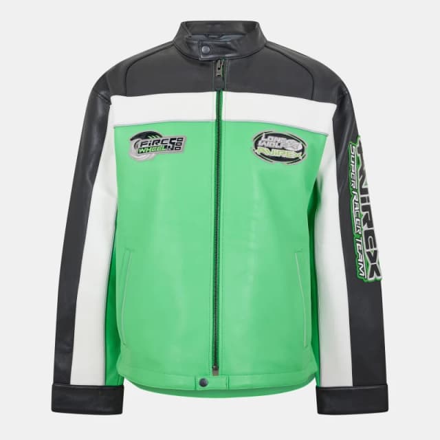 Avirex Mens LoneWolf Leather Jacket Lime Green male Small