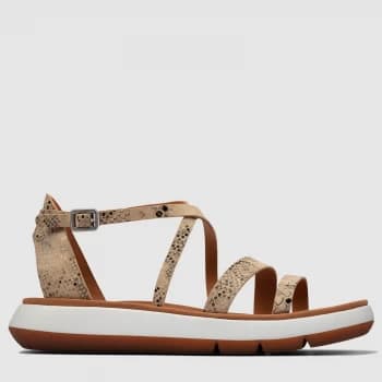 Clarks Womens Jemsa Strap Leather Sandals - Taupe Snake - UK 3