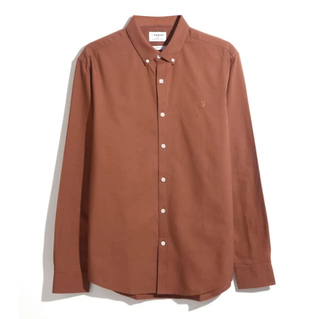 Farah Oxford Long Sleeve Shirt Teak male X Small