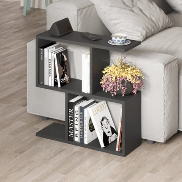 Decortie Homemania Modern Side End Coffee Table Side End Silky Grey Black Multipurpose H 60Cm 5 Tier