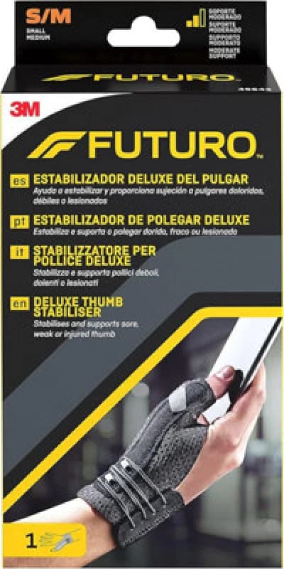 3M Futuro Deluxe Thumb Stabiliser Black S/m (12.7 - 16.5 Cm) Provides Comfortable And Moderate Support For Aching, Sore Or Weak