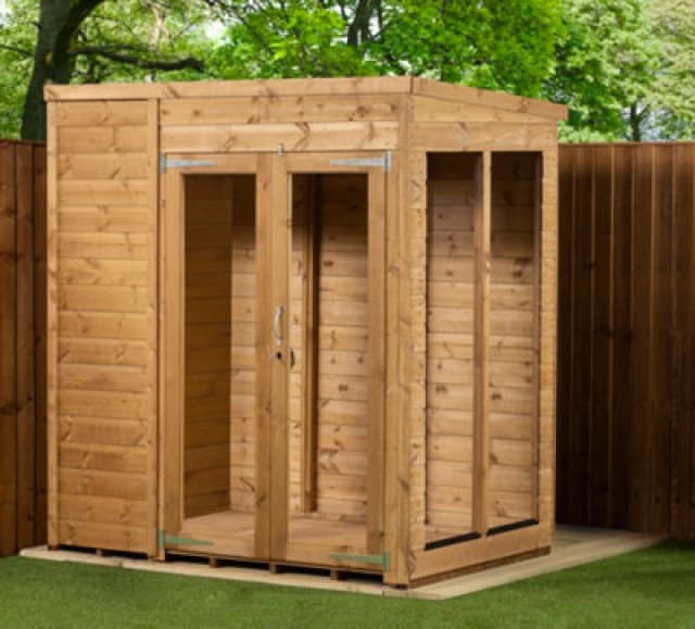 Empire Sheds Empire Pent Summerhouse 6X4 Dipped Treated Tongue And Groove Wooden Garden Shed Double Door (6' X 4' / 6ft X 4ft) (6X4)