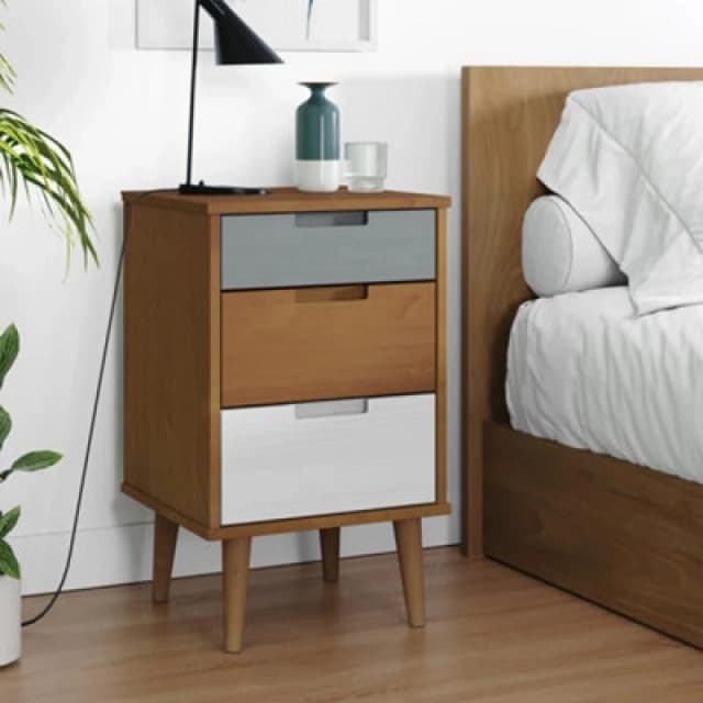 Vidaxl Bedside Cabinet Molde Brown 40X35X65cm Solid Wood Pine, Brown 350498