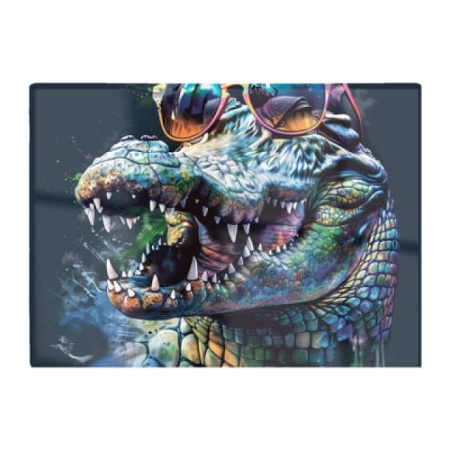 Warren Reed Designer Crocodile In Glasses Splashart Chopping Board