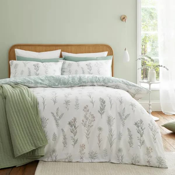 Bianca Bianca Cotton 200 TC Wild Flowers White Bedding Set - King