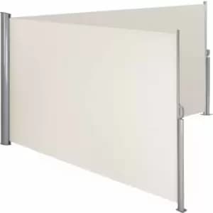 Tectake Double-sided Garden Privacy Screen With Retractable Awnings Cream