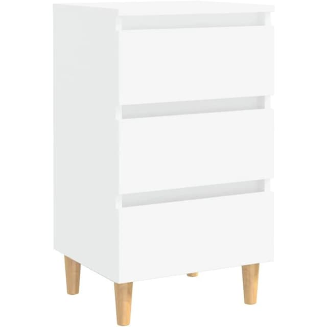 VIDAXL Bed Cabinet with Solid Wood Legs White 40x35x69cm Vidaxl 8720286356968