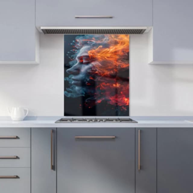 Warren Reed Designer Fiery Mindscape: Portrait In Flames Kitchen Splashback