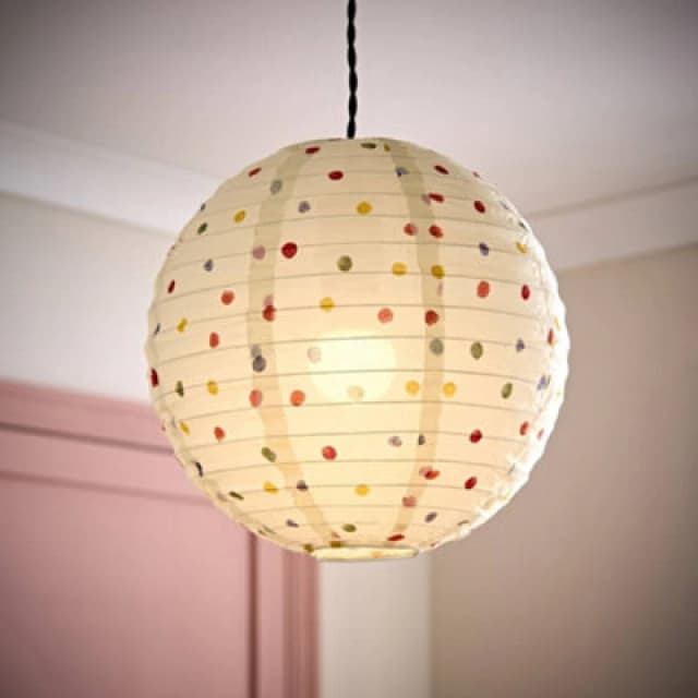 ValueLights Annie Polka Dot Natural Fabric Globe Ball Ceiling Lamp Shade Multi
