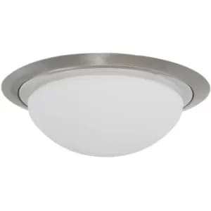 Sienna Ikaro Bowl Semi Flush Ceiling Light Steel Brushed, Chrome Polished, Glass Matt IP44