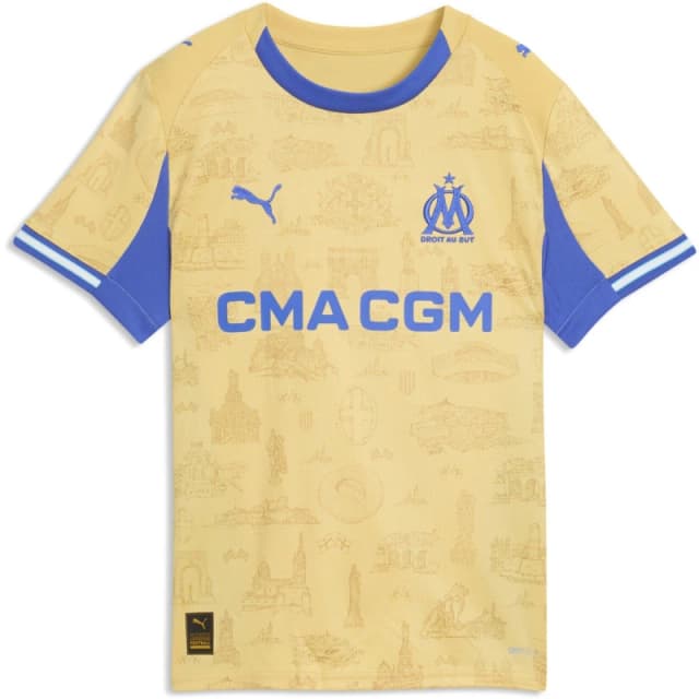 Puma PUMA Olympique Marseille Fourth Shirt 25/26 Juniors Gold/Royal Blue unisex 7-8 (S)