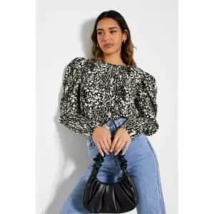 I Saw It First Woven Puff Sleeve Blouse - Brown