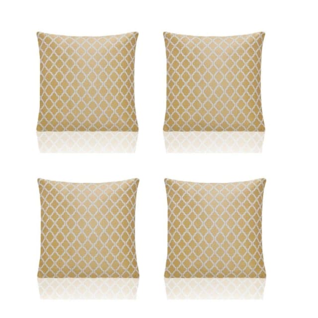 Alan Symonds Two Tone Geometric Jacquard Cushion Set of 4 Ochre unisex 45x45cm