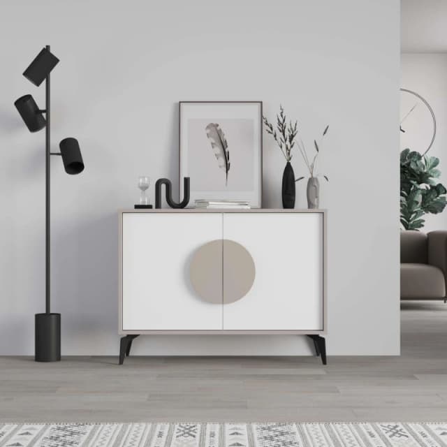 DECORTIE Decortie Gora Console Sideboard Display Unit 110Cm - Mocha Grey / White M.K.23938.2