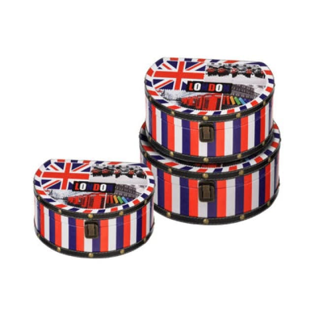 Premier Housewares Living London Collection Round Storage Cases Set of 3 Multi