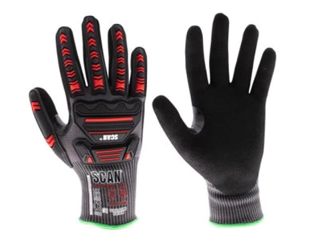 Scan Cut Level D and Impact Resistant Work Gloves NJC3266DQS Colour: Black / Red