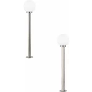 2 pack IP44 Outdoor Bollard Light Stainless Steel & Orb 60W E27 1000mm Lamp Post