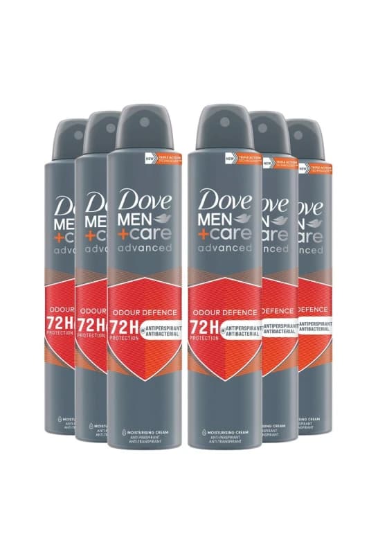 Dove 6x 'Anti-Perspirant' Men+Care Adv Anti-Bac Deo, 200ml Grey male