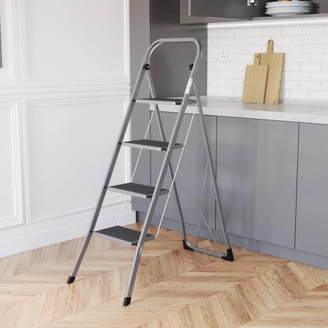 Lassic Home Vida 4 Step Ladder With Anti Slip Mat Grey unisex 4 Step