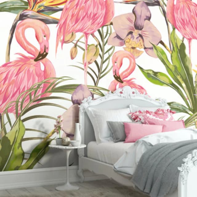 Origin Murals Pink Tropical Flamingo Matt Smooth Paste The Wall Mural 350Cm Wide X 280Cm High