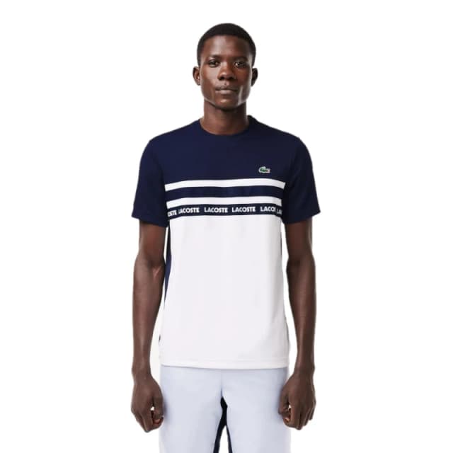 Lacoste Mens Pique T-Shirt White/Navy Blue male XS