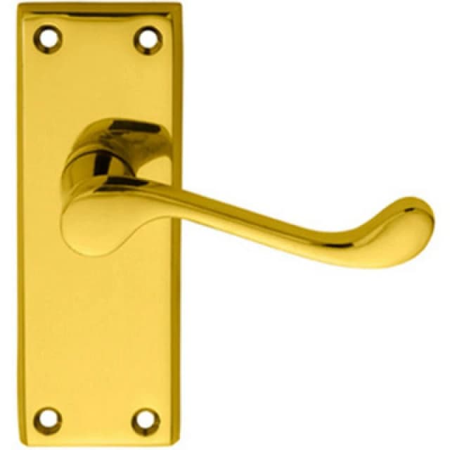 Loops PAIR Victorian Scroll Lever on Short Latch Backplate 118 x 43mm Polished Brass Metallics