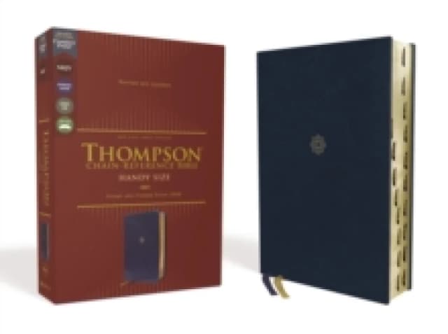 NKJV, Thompson Chain-Reference Bible, Handy Size, Leathersoft, Navy, Red Letter, Thumb Indexed, Comfort Print Leather / fine binding