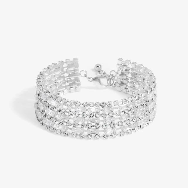 Jon Richard Silver Plated Crystal Statement Baguette Bracelet Jewellery Sets One Size Silver 40053211000